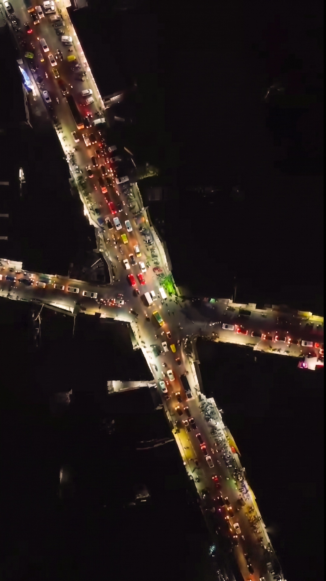 Aerial night view of Pandikkad town junction